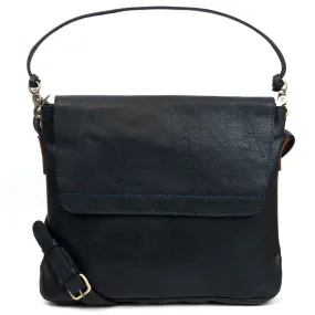 Megan: Women's Navy Leather Cross Body Bag