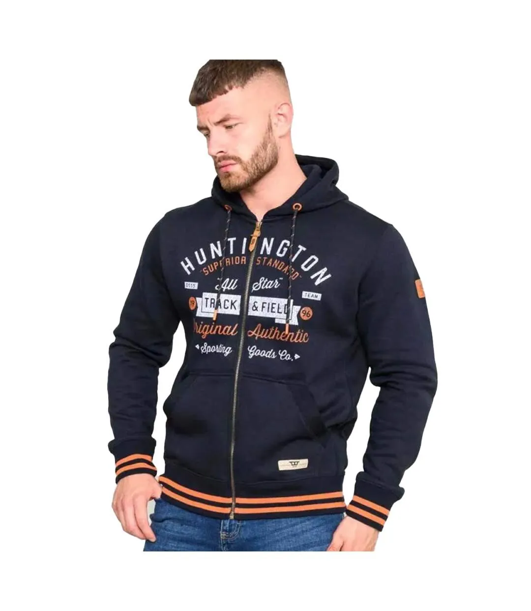 Mens flanders d555 printed full zip hoodie navy Duke