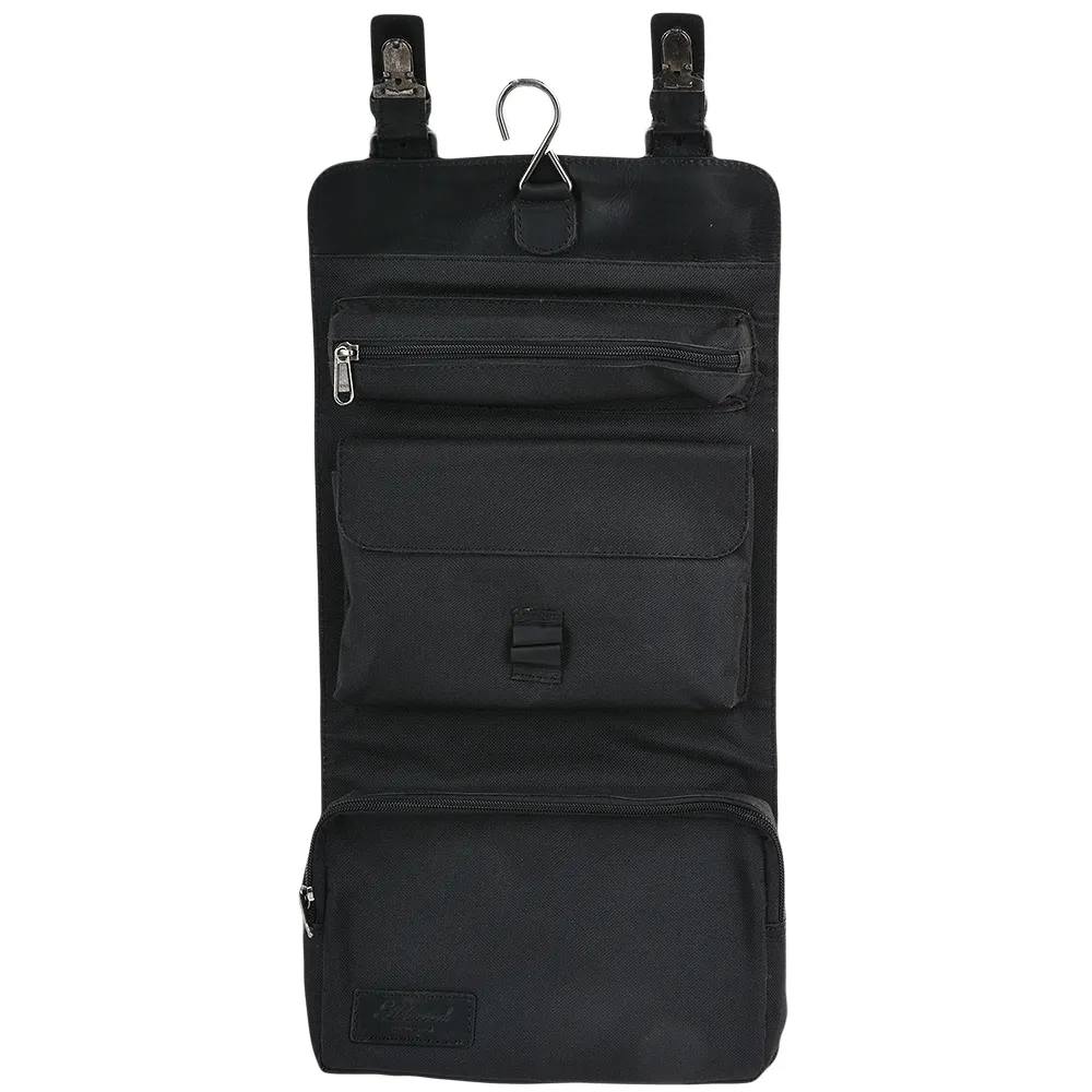 Mens Leather Hanging Toiletry Bag Black : Phil