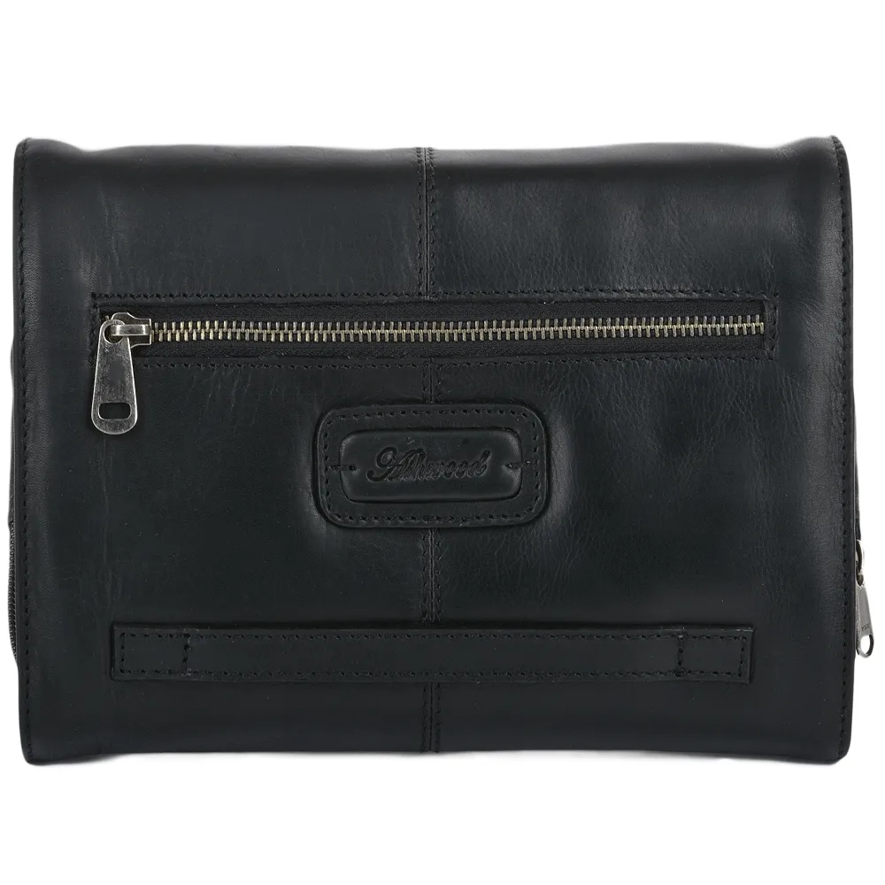 Mens Leather Hanging Toiletry Bag Black : Phil