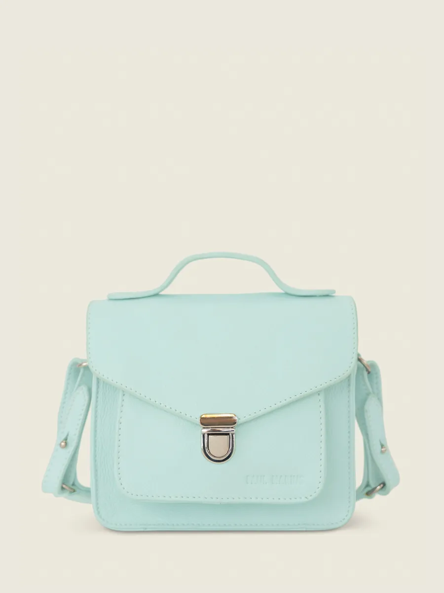 Mini Blue Leather Cross-Body Bag for Women - Mademoiselle George XS Pastel Baby Blue | PAUL MARIUS