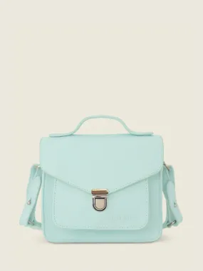 Mini Blue Leather Cross-Body Bag for Women - Mademoiselle George XS Pastel Baby Blue | PAUL MARIUS