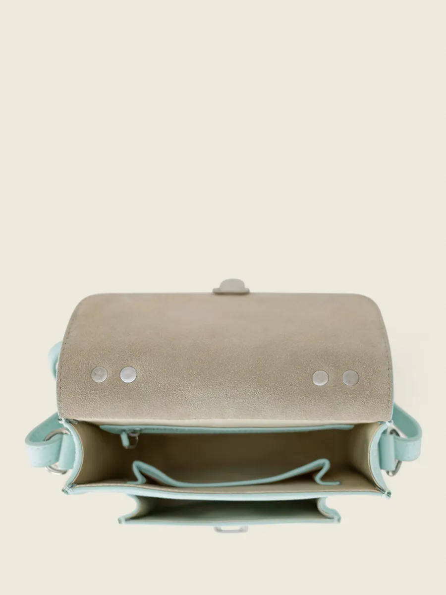 Mini Blue Leather Cross-Body Bag for Women - Mademoiselle George XS Pastel Baby Blue | PAUL MARIUS