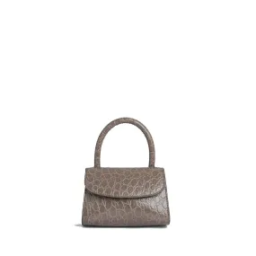 --Mini mud circular croco embossed leather bag-