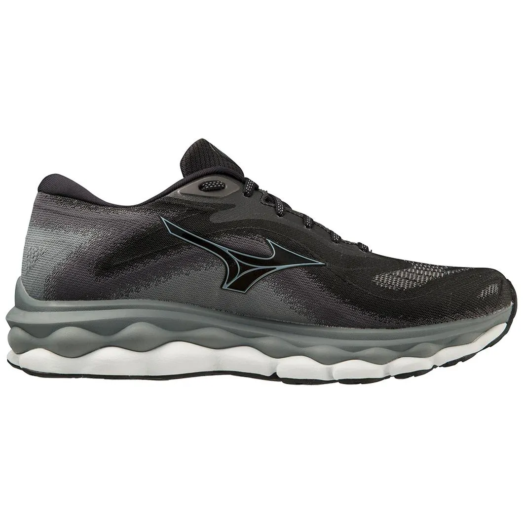 Mizuno Men's Wave Sky 7 Running Shoe in Black Glacial Ridge