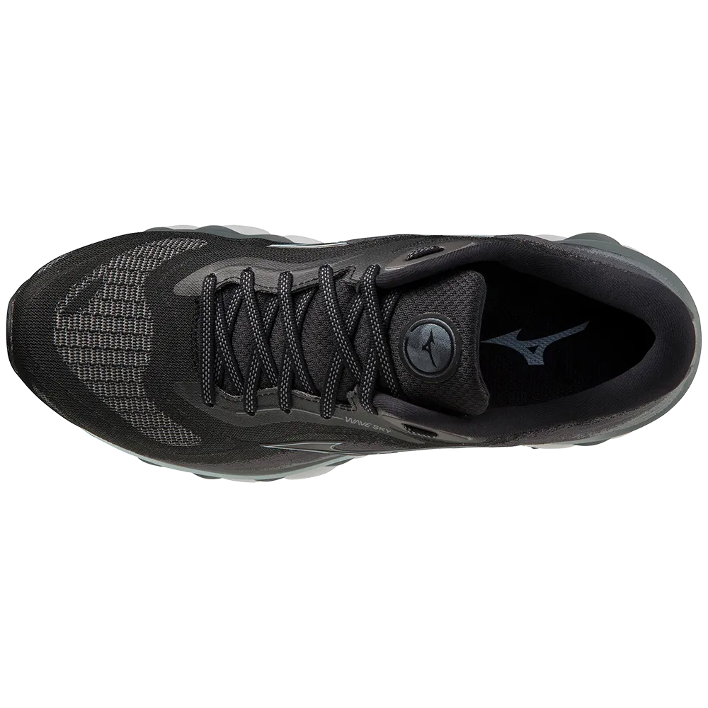 Mizuno Men's Wave Sky 7 Running Shoe in Black Glacial Ridge