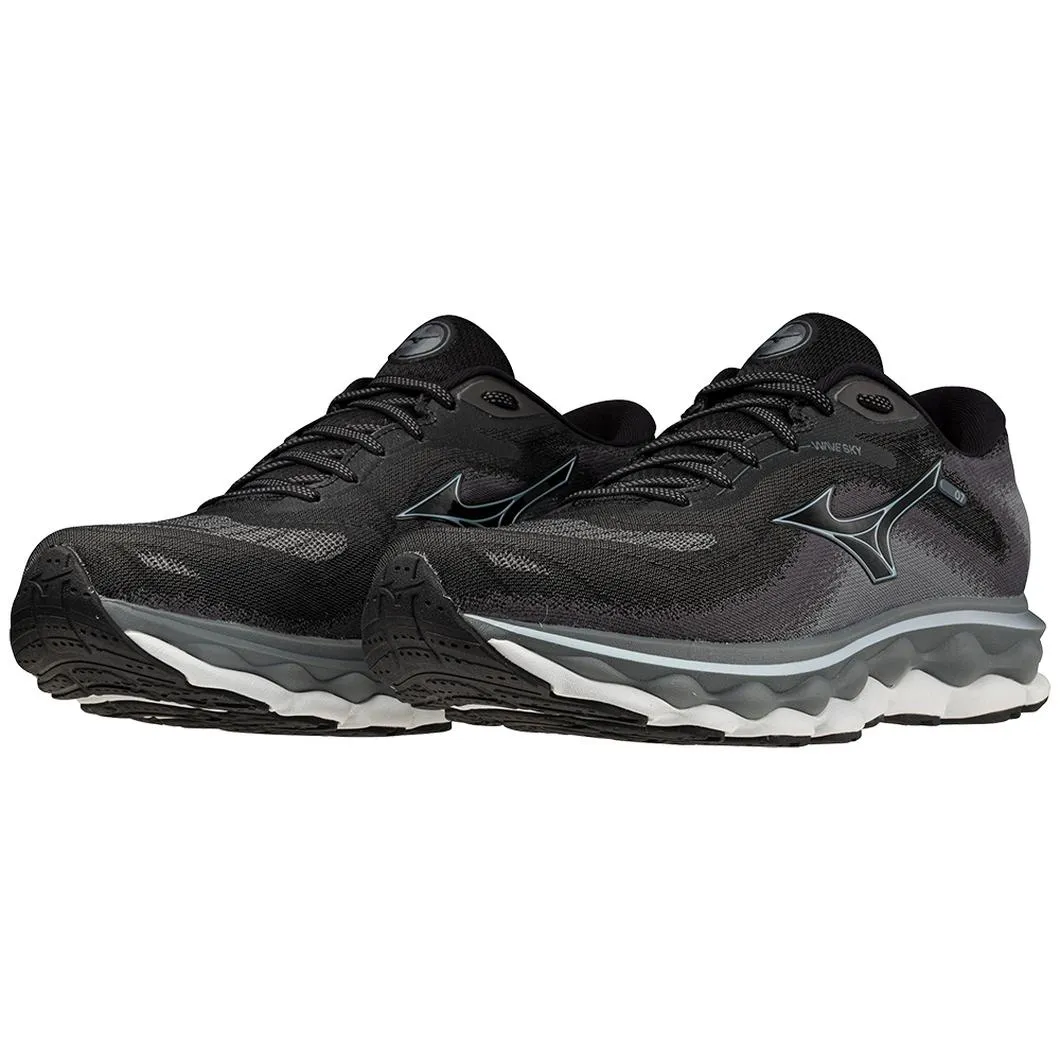 Mizuno Men's Wave Sky 7 Running Shoe in Black Glacial Ridge