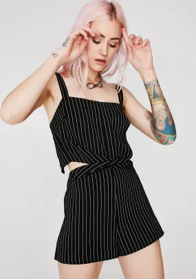 Mob Life Pinstripe Romper-