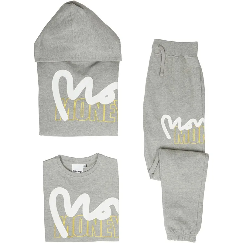 Money Boys Stencil Block Three Pack Tracksuit And T-Shirt Grey Melange