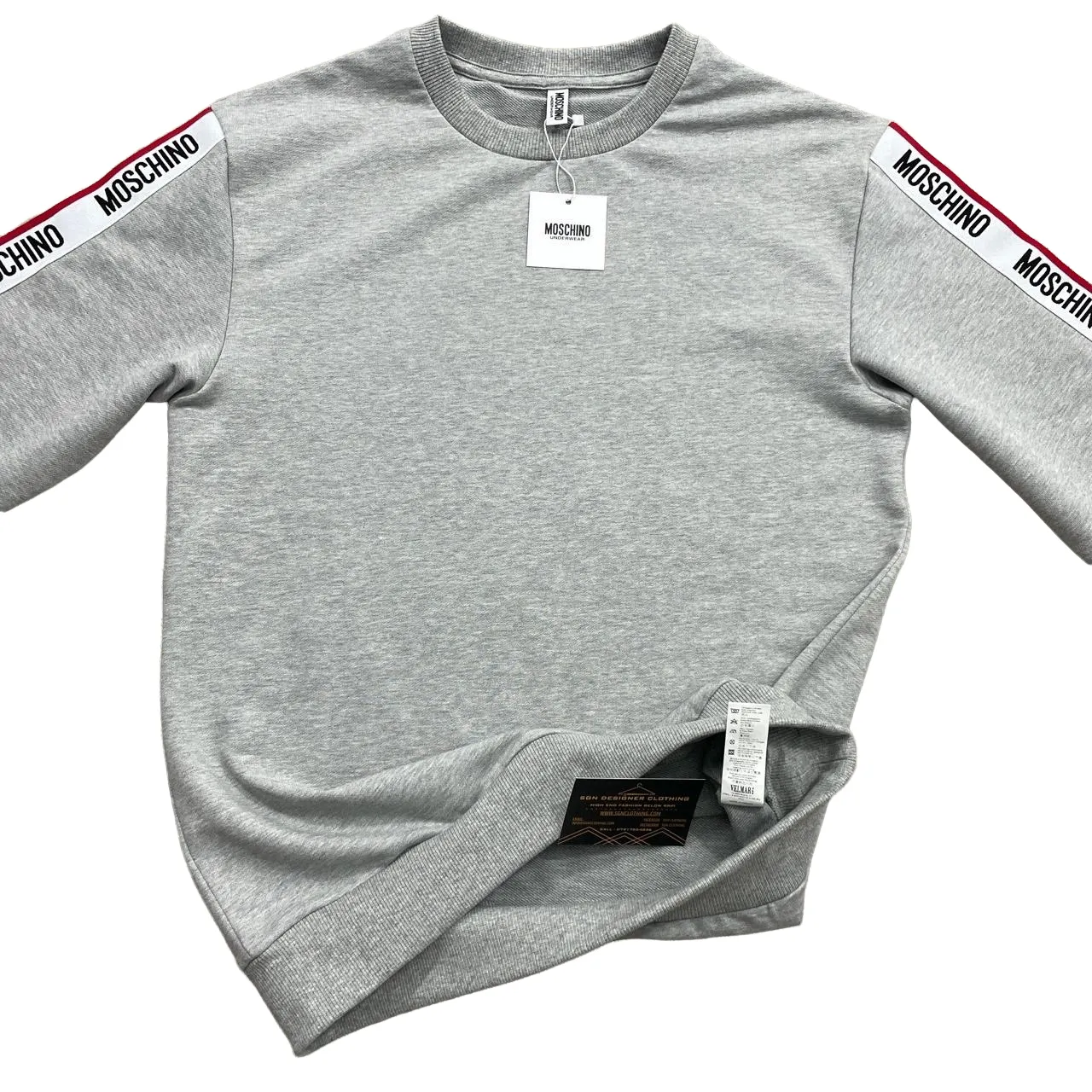 MOSCHINO TAPE COTTON FLEECE SWEATSHIRT - LIGHT GREY