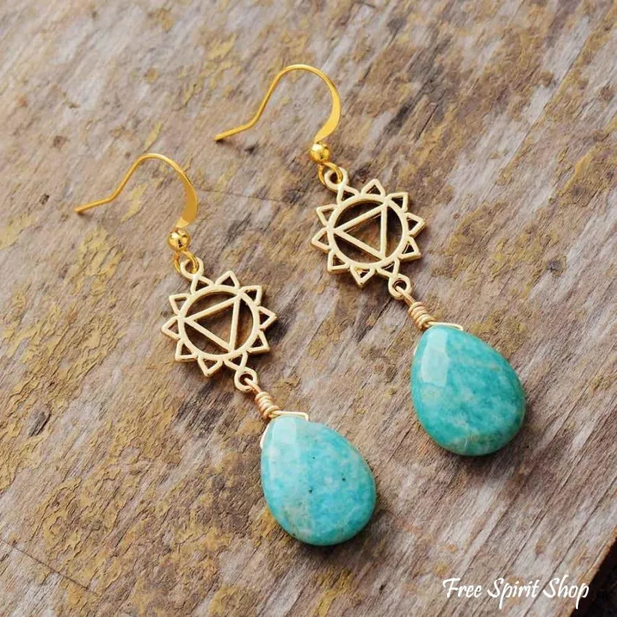 Natural Amazonite Spiritual Chakra Earrings