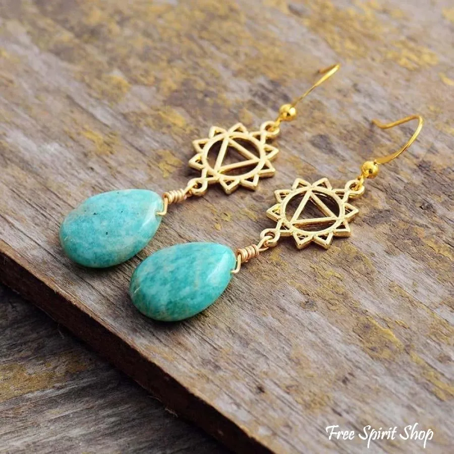 Natural Amazonite Spiritual Chakra Earrings