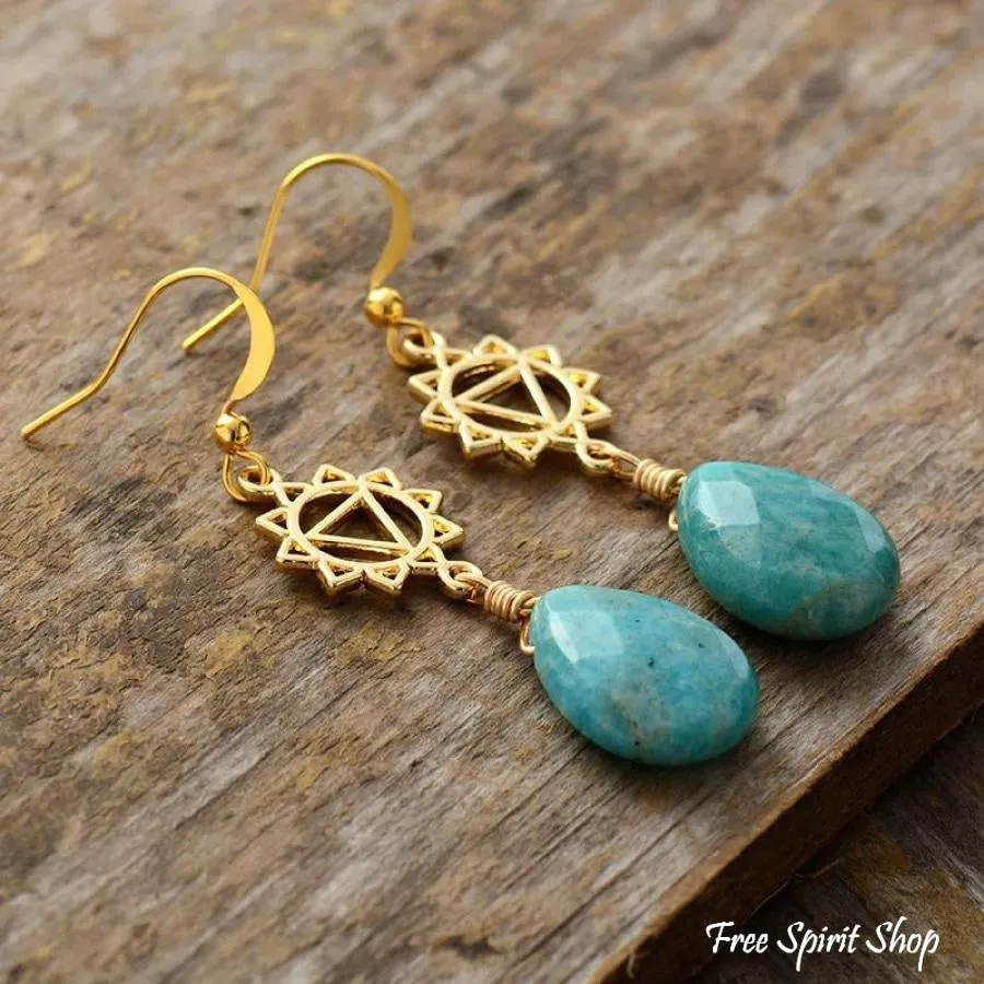 Natural Amazonite Spiritual Chakra Earrings