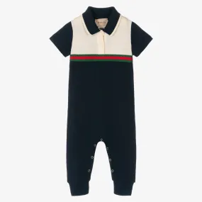 Navy Blue Cotton Web Romper