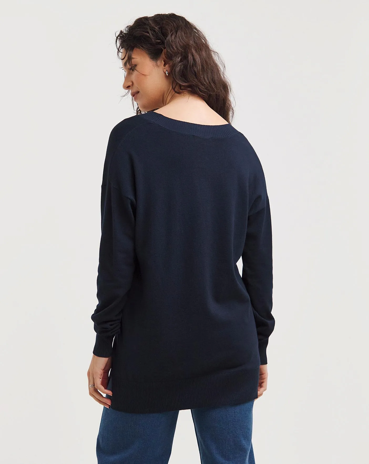 Navy Slouchy V Neck Tunic