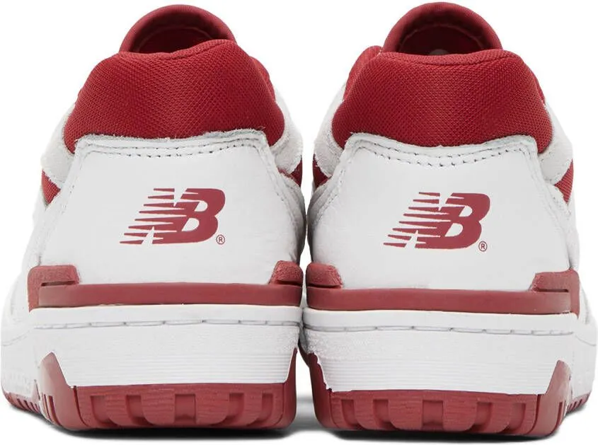 New Balance White & Red 550 Sneakers