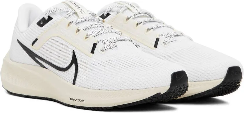 Nike White & Black Pegasus 40 Sneakers