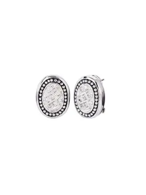 Ocean Images Sparkling Seas Pave Oval Post Clip Earrings