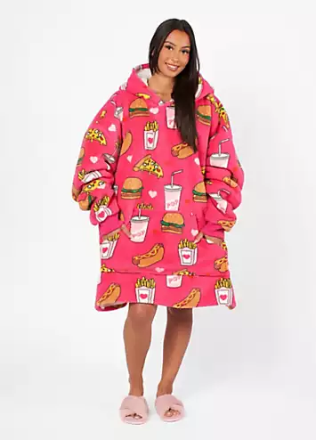 Online Home Shop Fast Food Printed Hoodie Blanket | Kaleidoscope