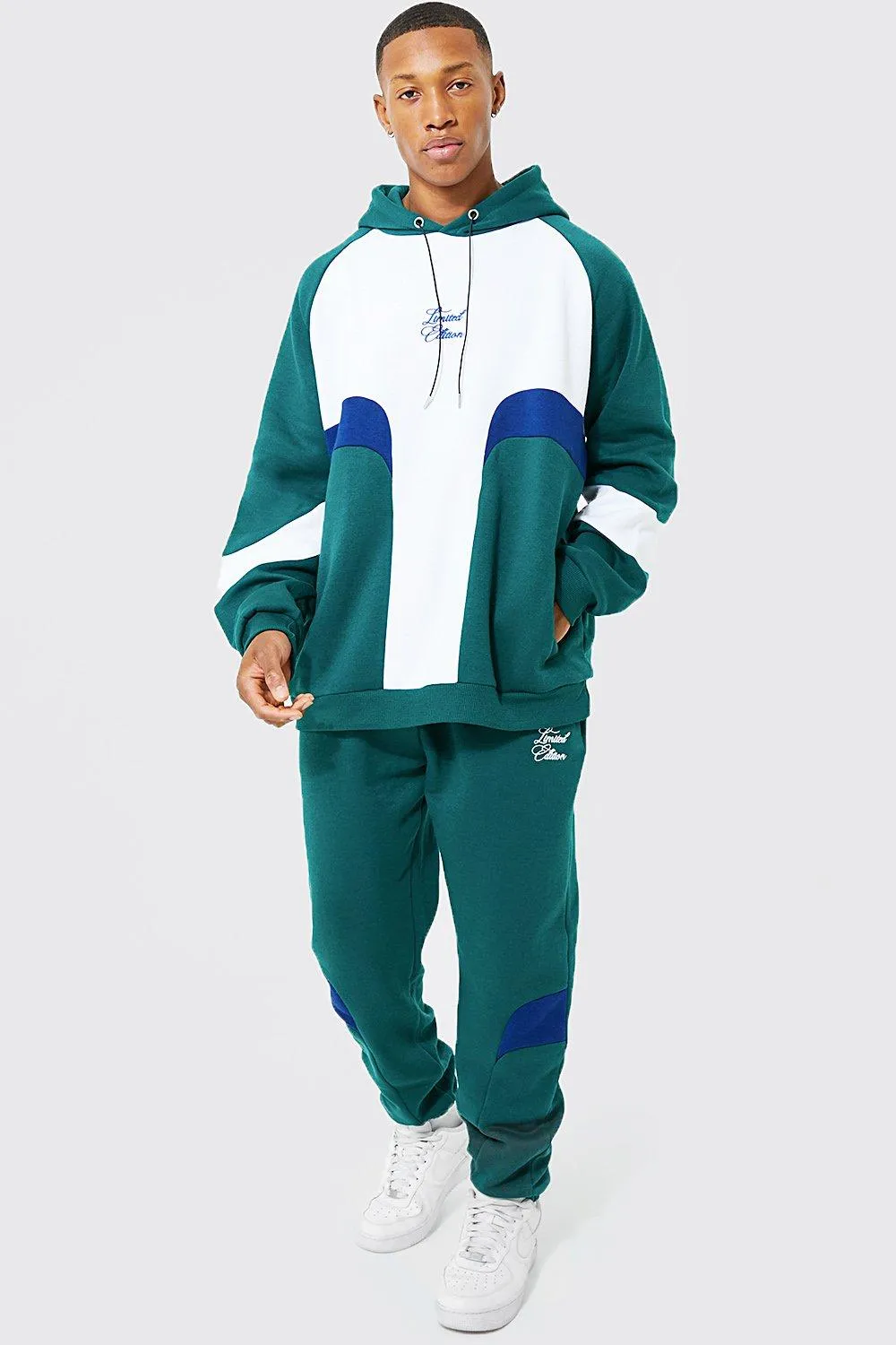 Oversized Colour Block Hooded Tracksuit | boohooMAN UK