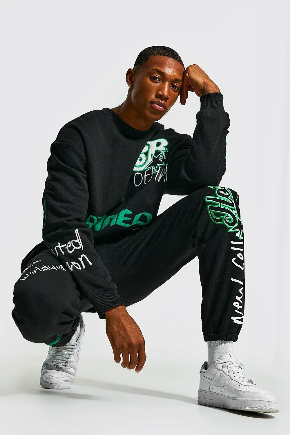 Oversized Homme Graffiti Sweatshirt Tracksuit