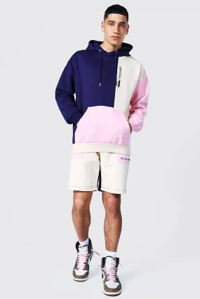 Oversized MAN Colour Block Short Tracksuit | boohooMAN UK