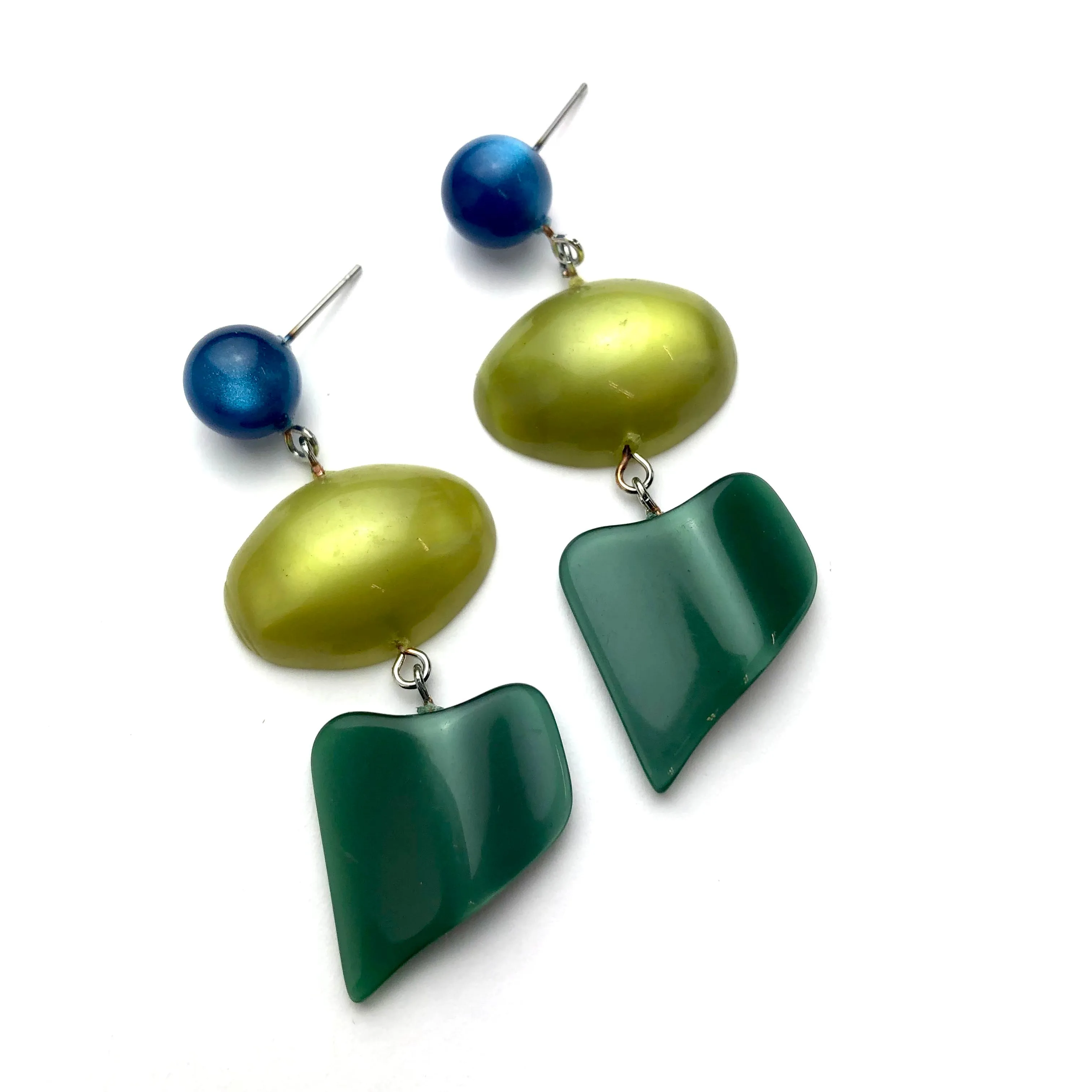 Peacock and Evergreen Moonglow Statement Earrings