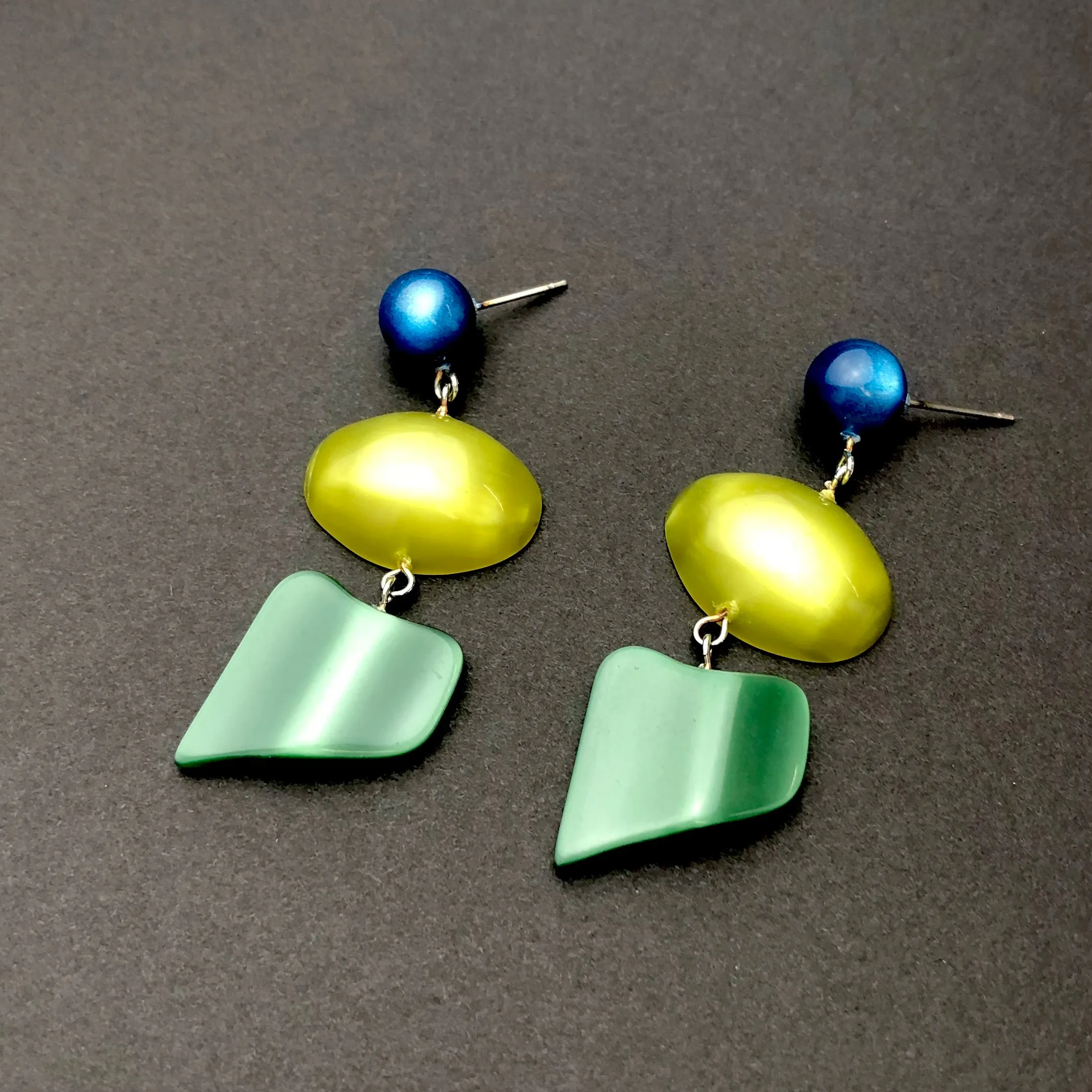 Peacock and Evergreen Moonglow Statement Earrings