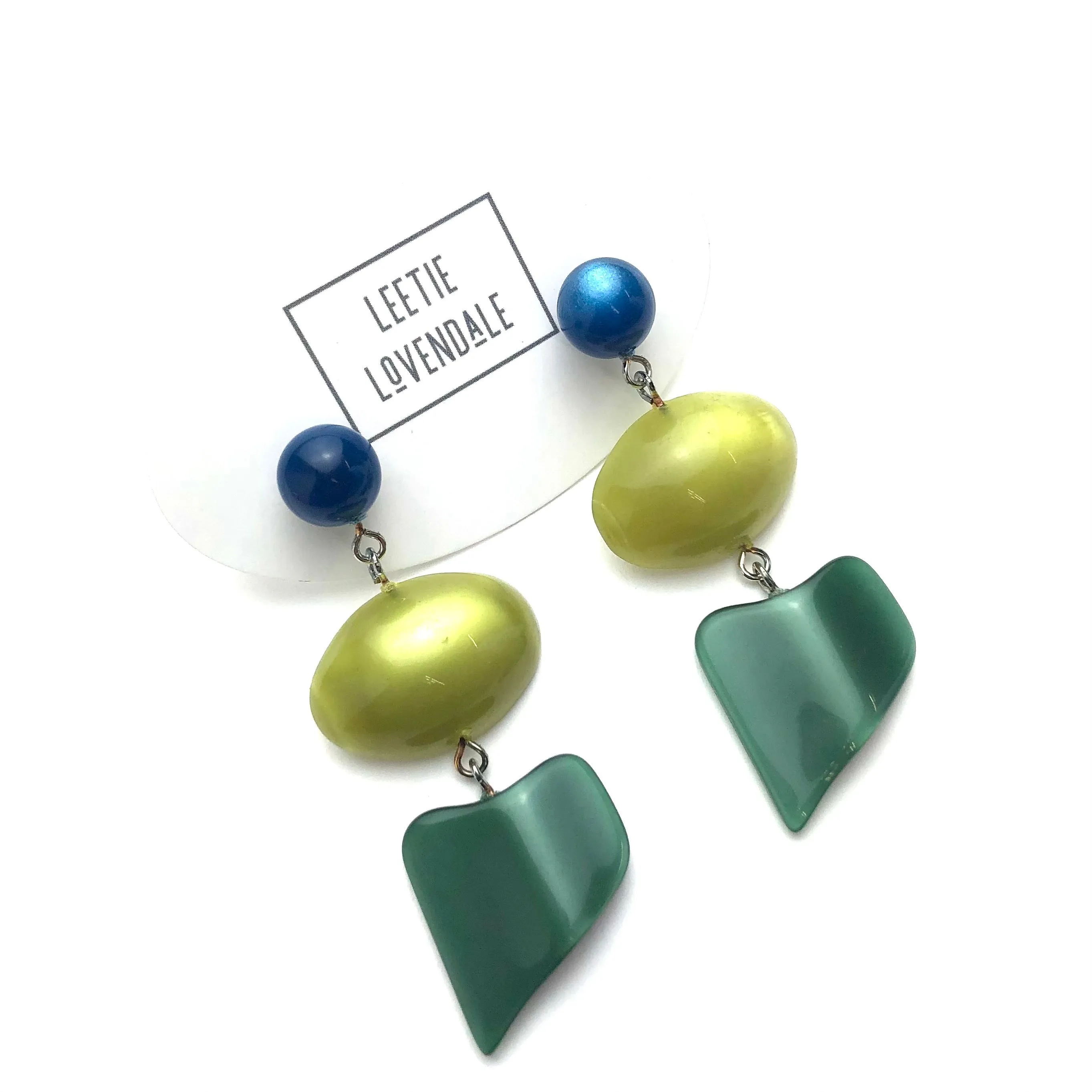 Peacock and Evergreen Moonglow Statement Earrings