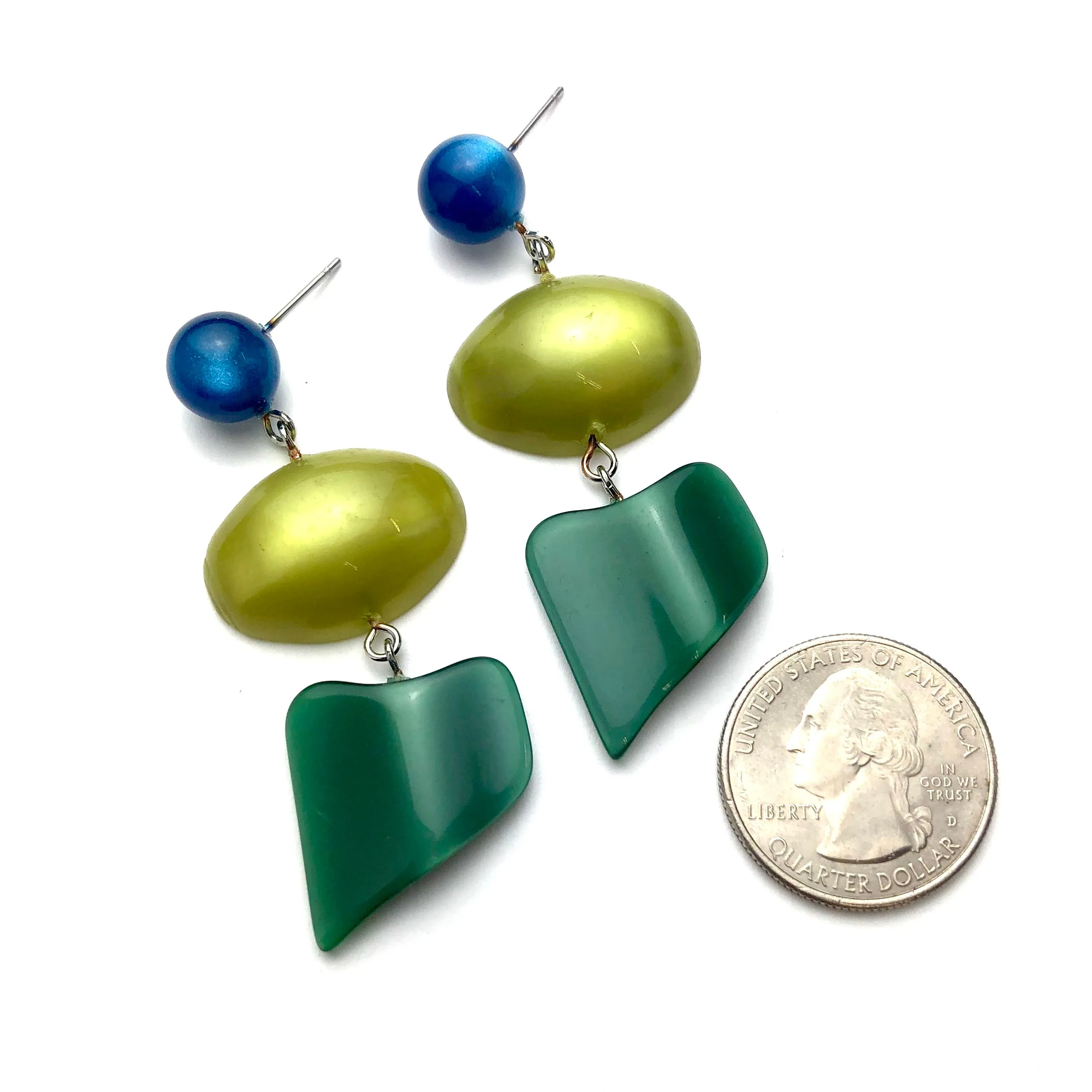 Peacock and Evergreen Moonglow Statement Earrings