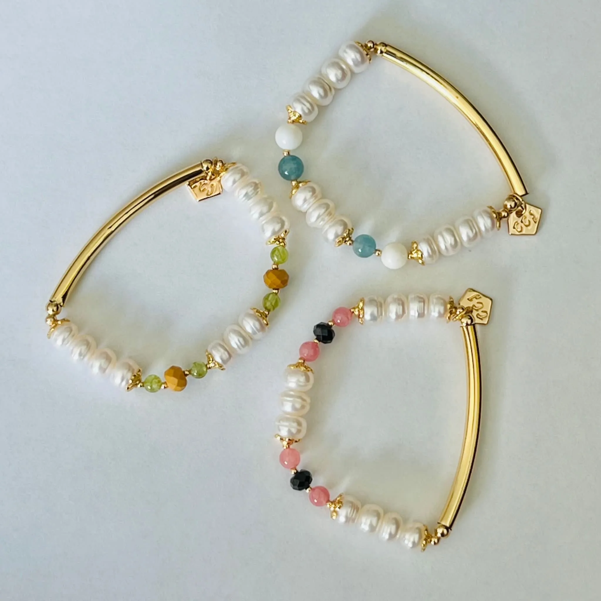 Pearls & Aquamarine Diadem Bracelet