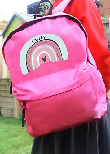 Personalised Momento Personalised Rainbow Pink Backpack | Look Again