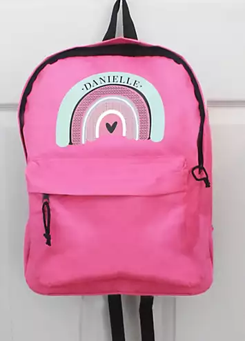 Personalised Momento Personalised Rainbow Pink Backpack | Look Again