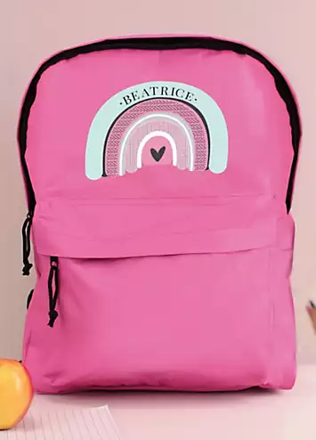 Personalised Momento Personalised Rainbow Pink Backpack | Look Again