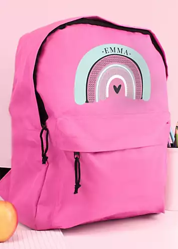 Personalised Momento Personalised Rainbow Pink Backpack | Look Again