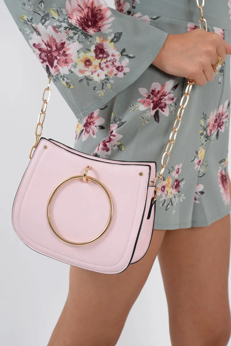 Pink Hoop Handle Cross Body Bag - Adelene