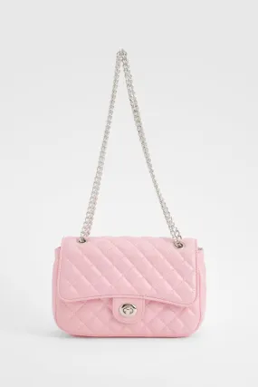 Pink Quilted Cross Body Bag