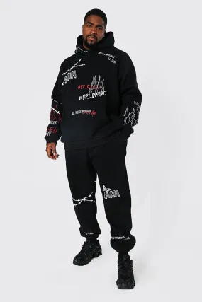 Plus M Graffiti Print Hooded Tracksuit