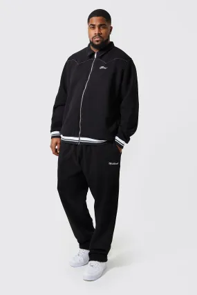 Plus Official Harrington Stitch Tracksuit | boohooMAN UK