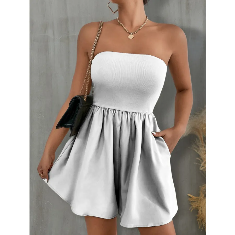 Pocketed Tube Wide Leg Romper