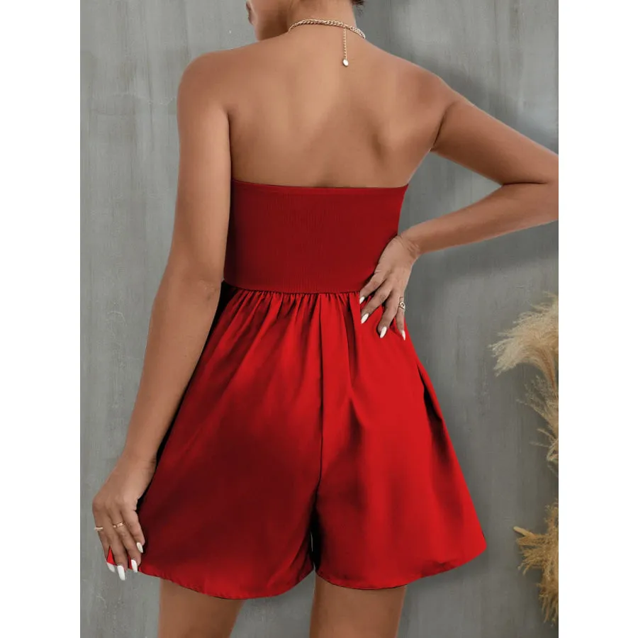 Pocketed Tube Wide Leg Romper