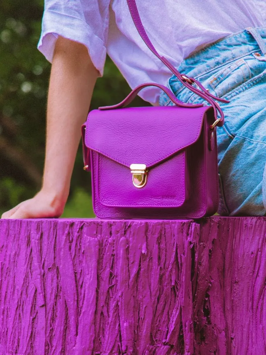 Purple Leather Mini Cross-body Bag for Women - Mademoiselle George XS Sorbet Blackcurrant | PAUL MARIUS