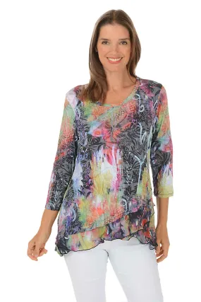 Rain Streaked Asymmetrical Crinkle Tunic