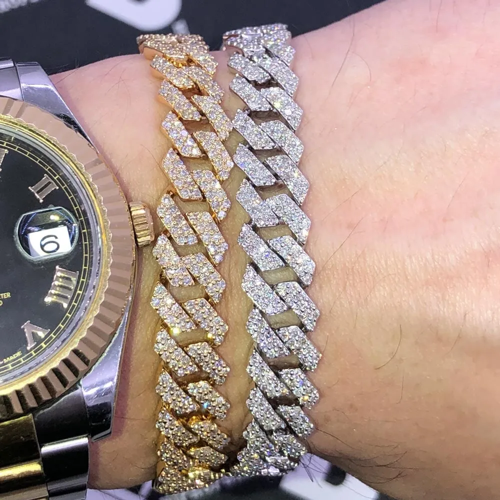 Real Diamond Cuban Bracelet 10MM Sharp Links 10K Yellow or White Gold