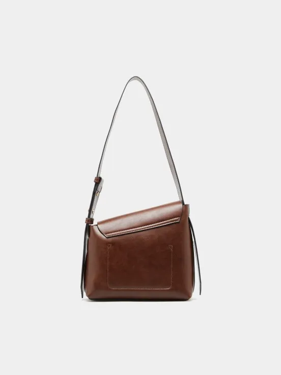 Rectangular asymmetric shoulder bag