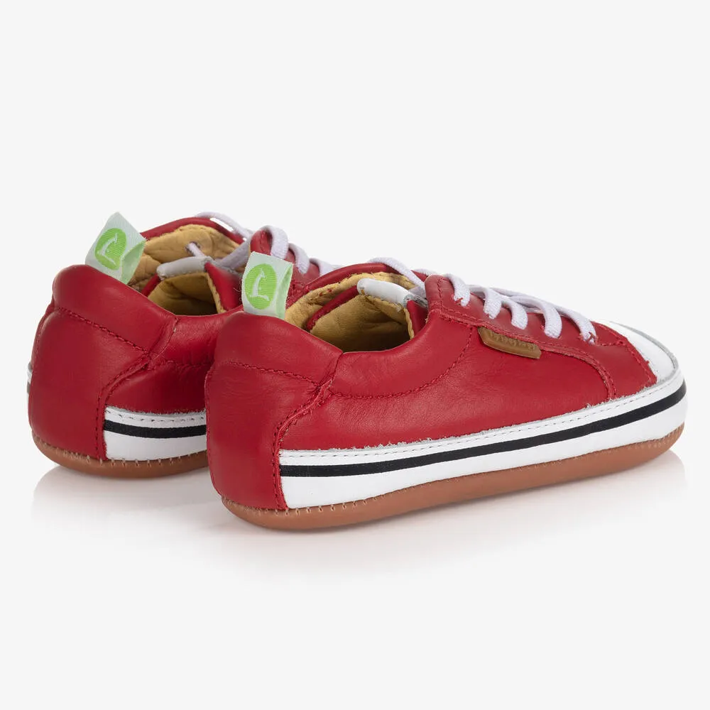 Red Leather Baby Trainers