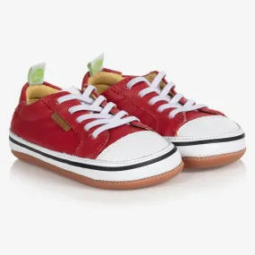 Red Leather Baby Trainers