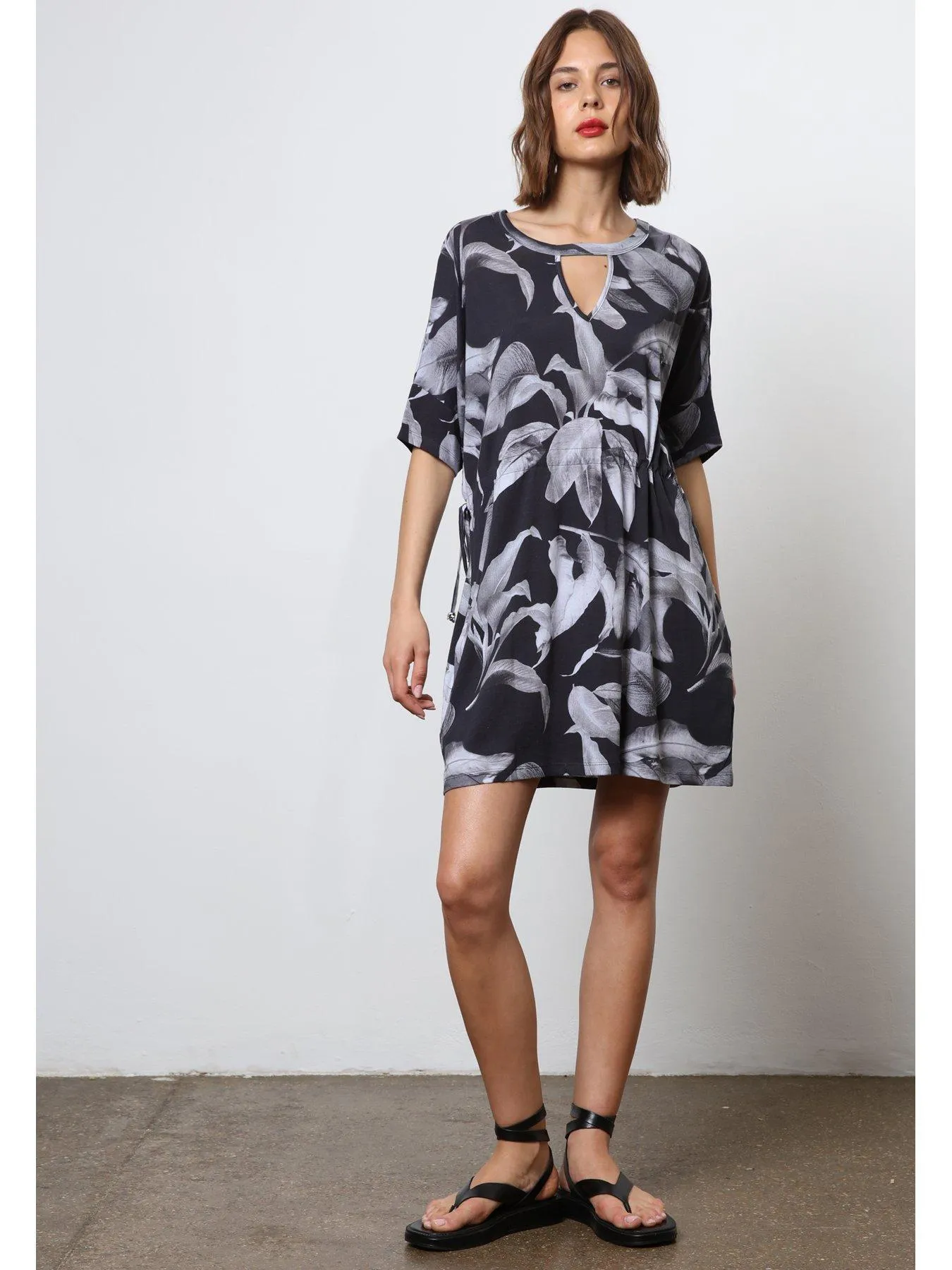 Religion Abstract Jersey Tunic Dress - Black