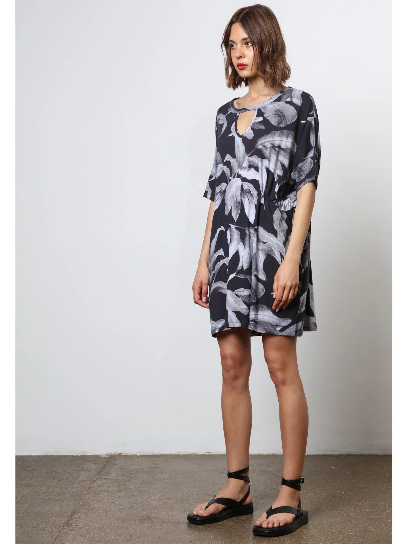 Religion Abstract Jersey Tunic Dress - Black