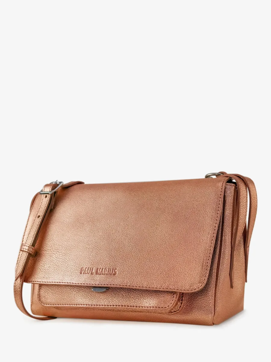 Rose Gold Metallic Leather Cross-body Bag for Women - Diane S Rose Gold | PAUL MARIUS